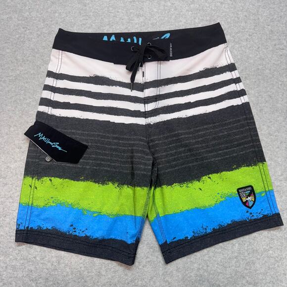 Swim Short Bundle of 2 Mens 32 Multicolor Lace Up Lightweight Stretch Swimwear - Picture 7 of 14